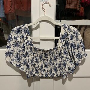 American Eagle Outfitters Blue Floral Blouse